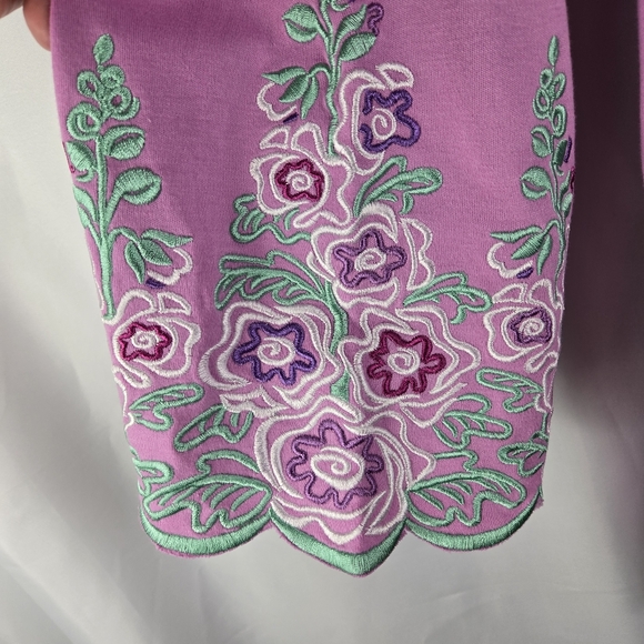 Bob Mackie Wearable Art Cotton Pink Floral Embroidered Tunic Top Plus Size 3X - Picture 7 of 13